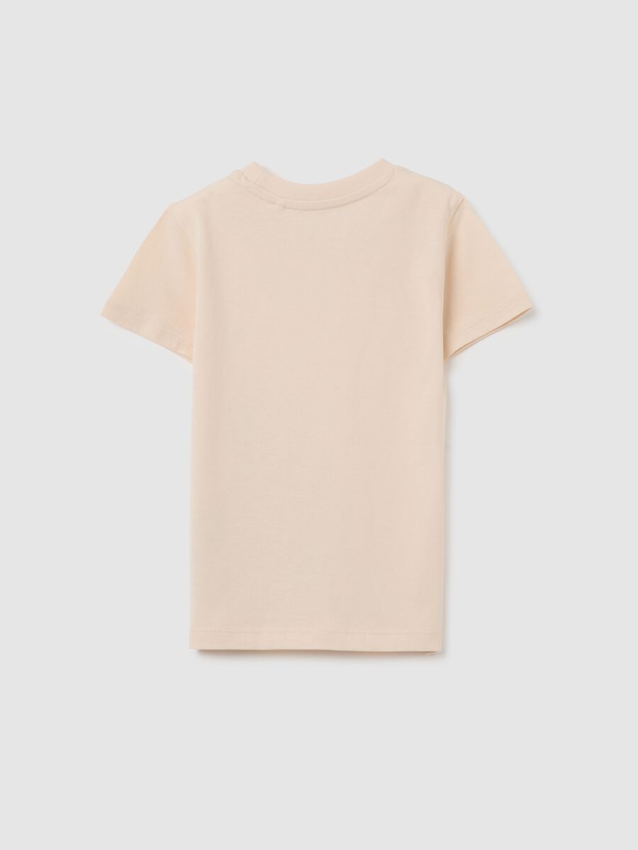 Girls' beige pure cotton t-shirt with giraffes_1