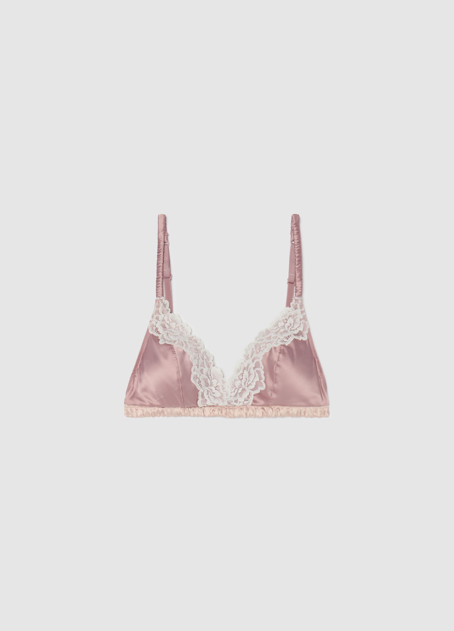 Melissa Triangle bra in satin with lace trim
