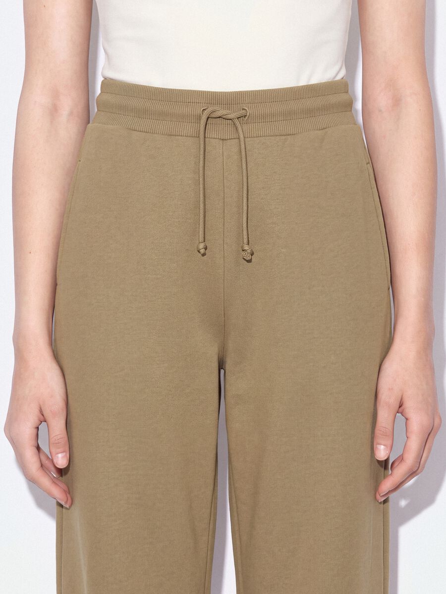 Pantaloni jogger beige in misto cotone baggy fit_4