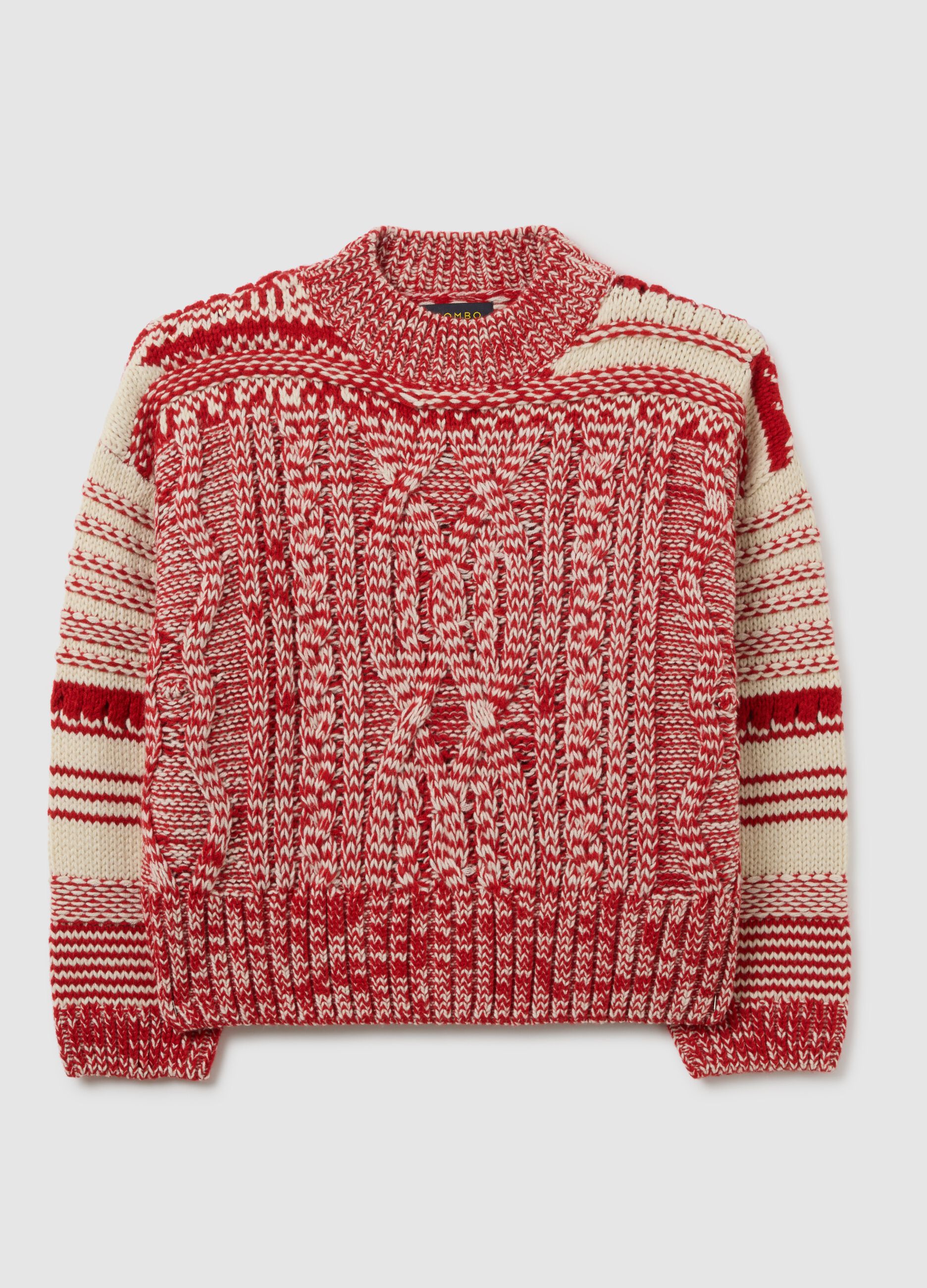 Red regular fit jumper with jacquard pattern