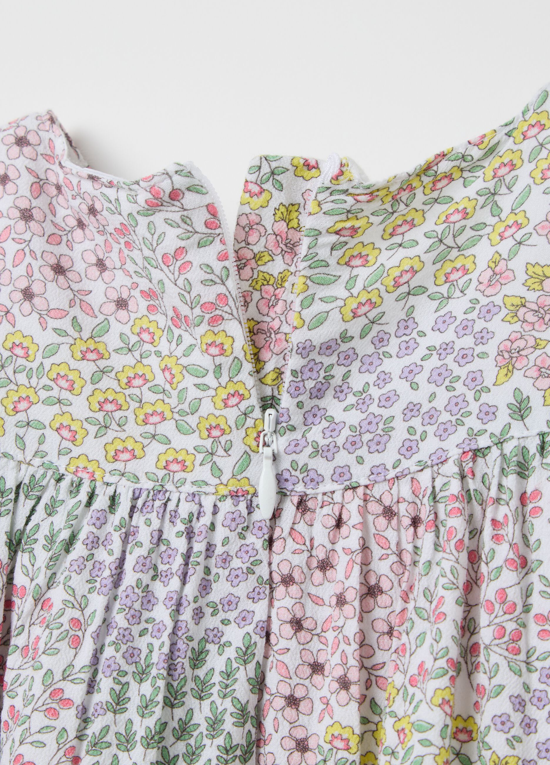 Long white dress with floral pattern