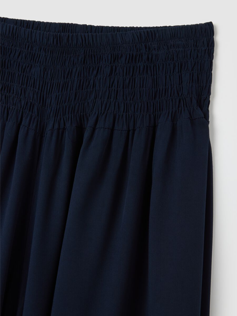 Pantaloni da donna in puro viscosa blu regular fit_1