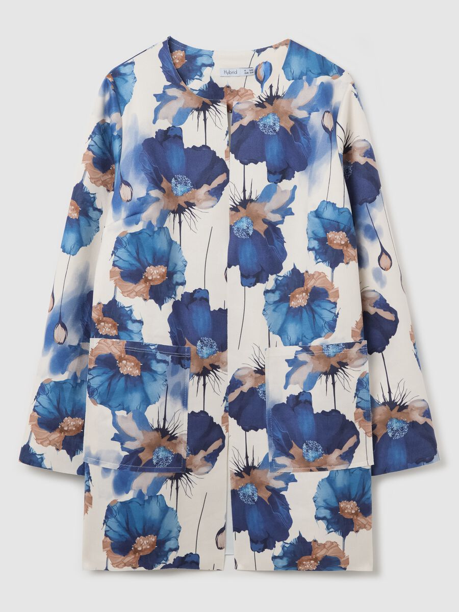 Long white and blue open jacket with flowers_4