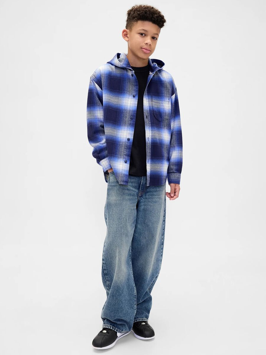 Cotton Blue Hooded Shirt_2