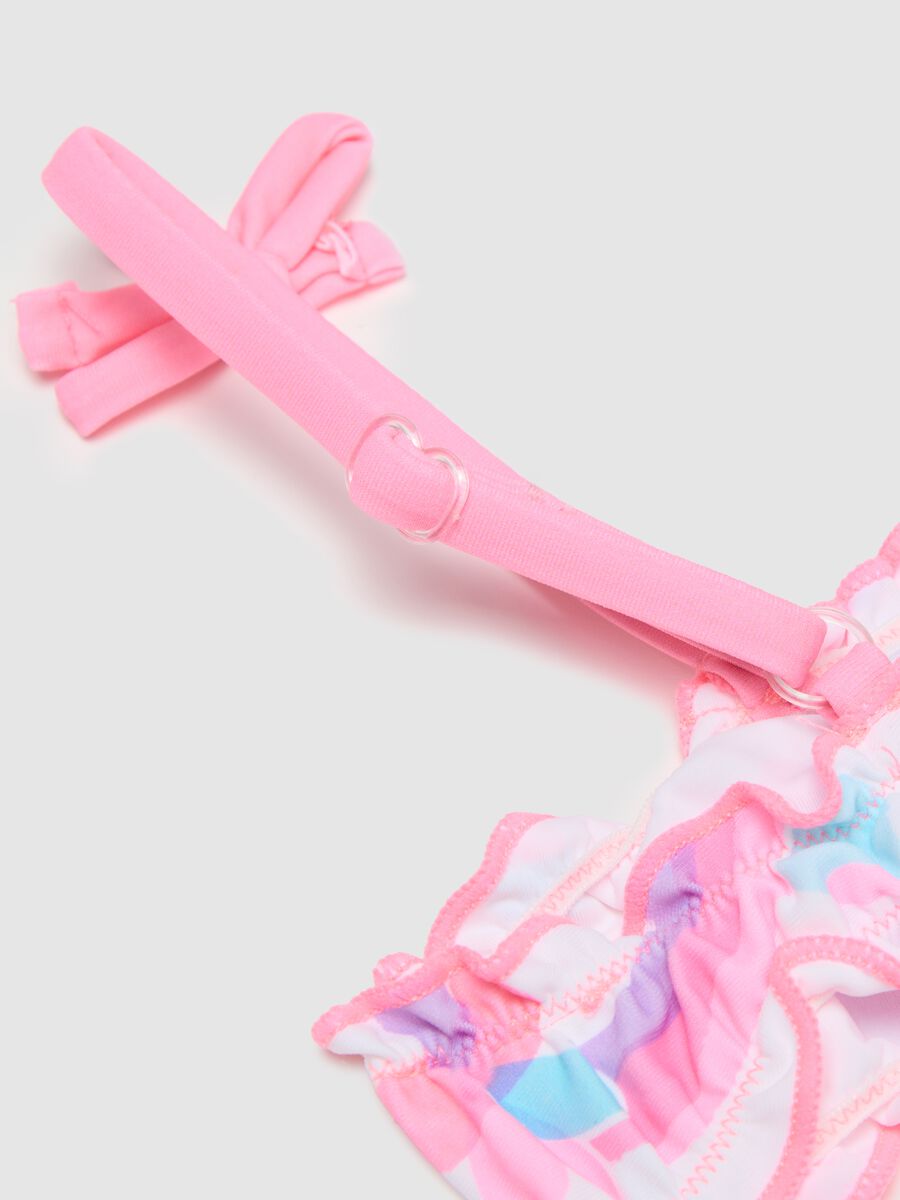 Girls' bikini in multicoloured stretch fabric with floral pattern_3