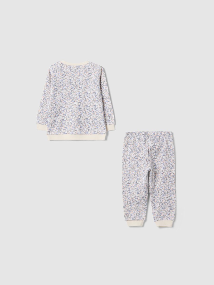 Pigiama in puro cotone multicolor da neonato con design floreale_1