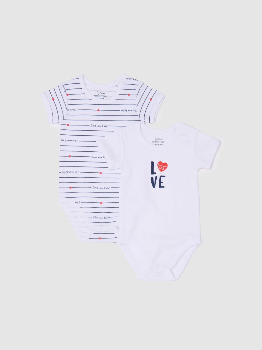 Two-pack bodysuits in organic cotton with I Love Mum & Dad print_0