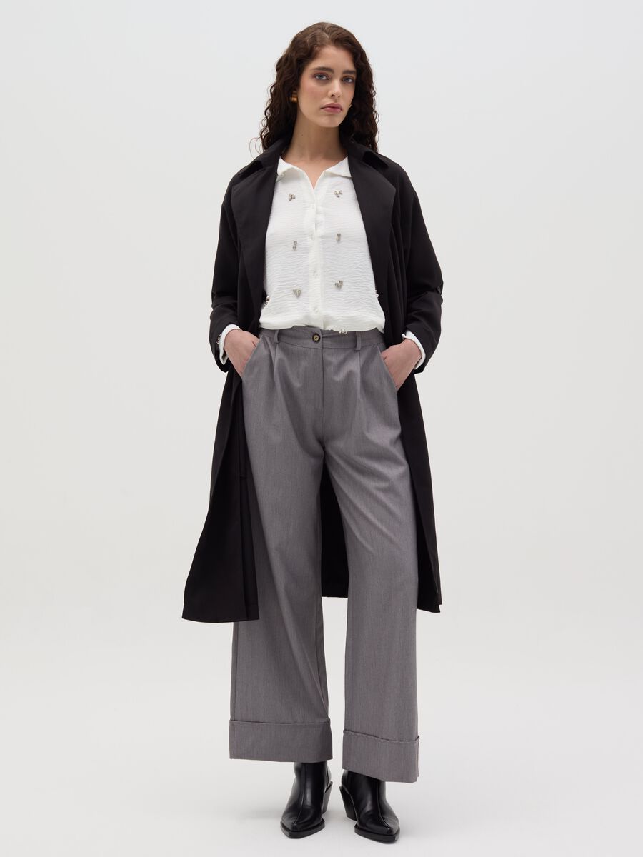Wide-leg mélange trousers_0