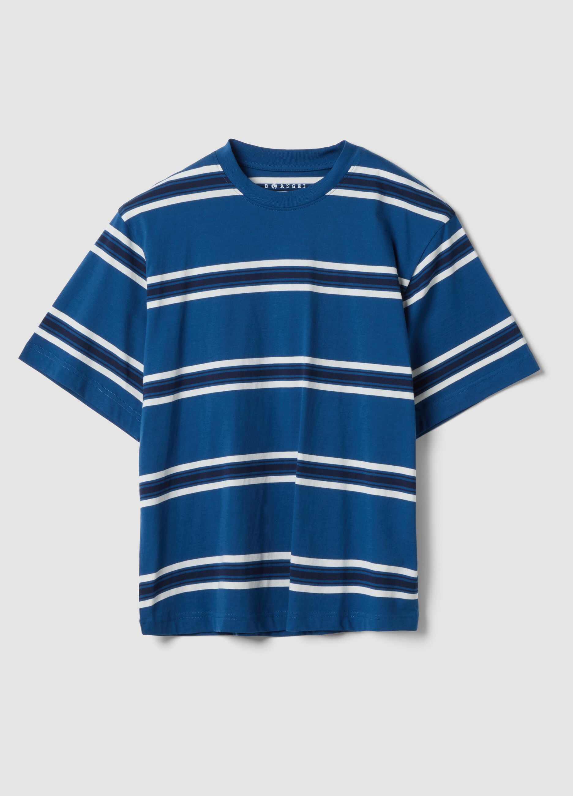Blue striped pure cotton T-shirt