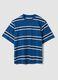 Blue striped pure cotton T-shirt_5