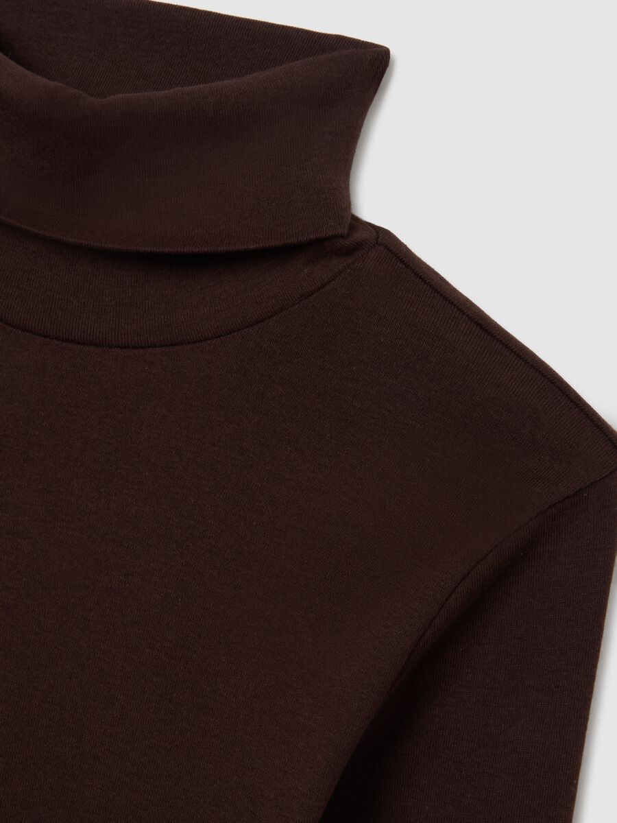 Dolcevita in misto cotone marrone regular fit_5