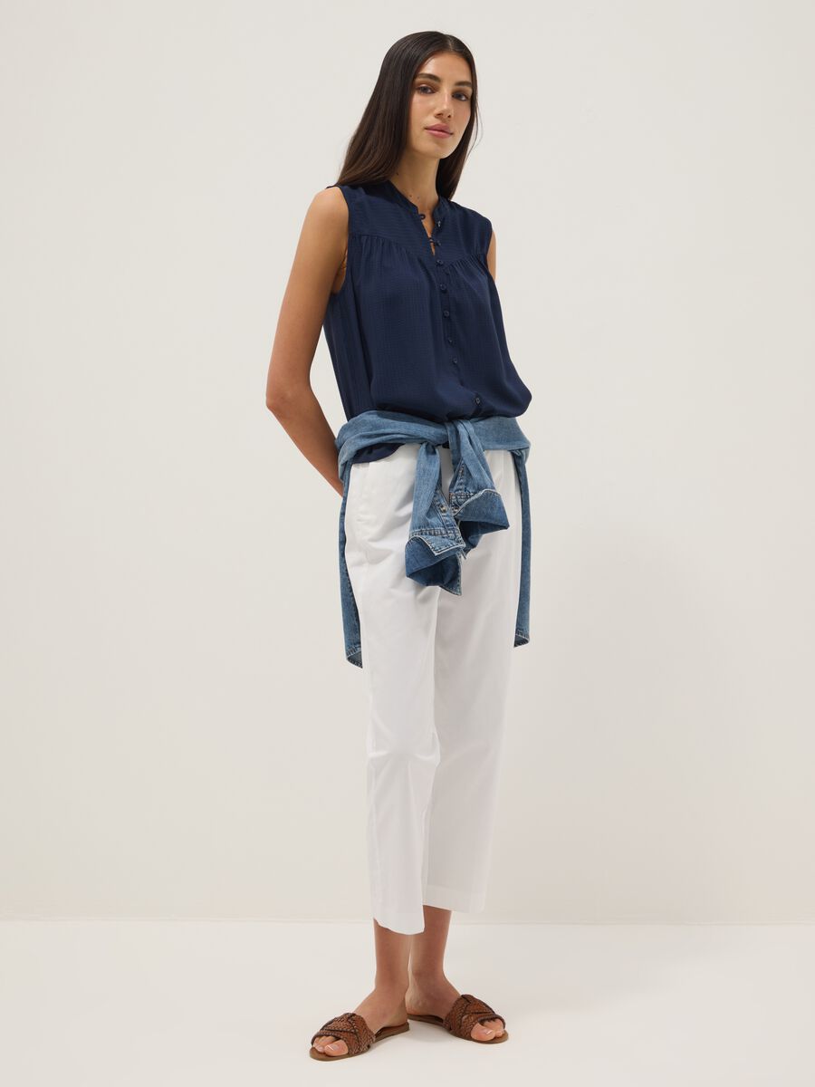 White pure cotton chino trousers, regular fit_0