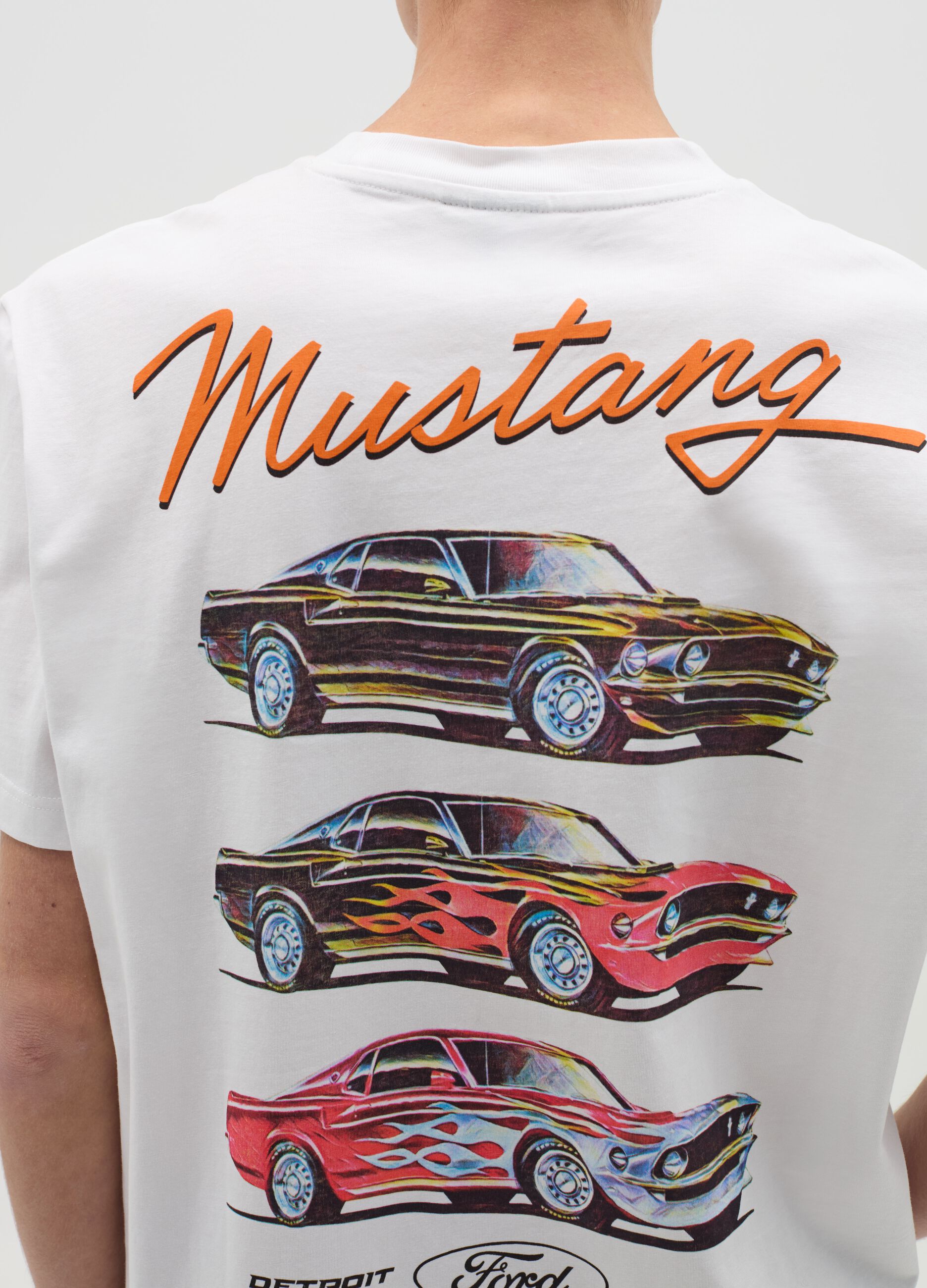 Cotton T-shirt with "Mach 1 Ford Mustang" print