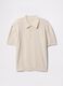 Beige polo shirt with short sleeves in cotton_3