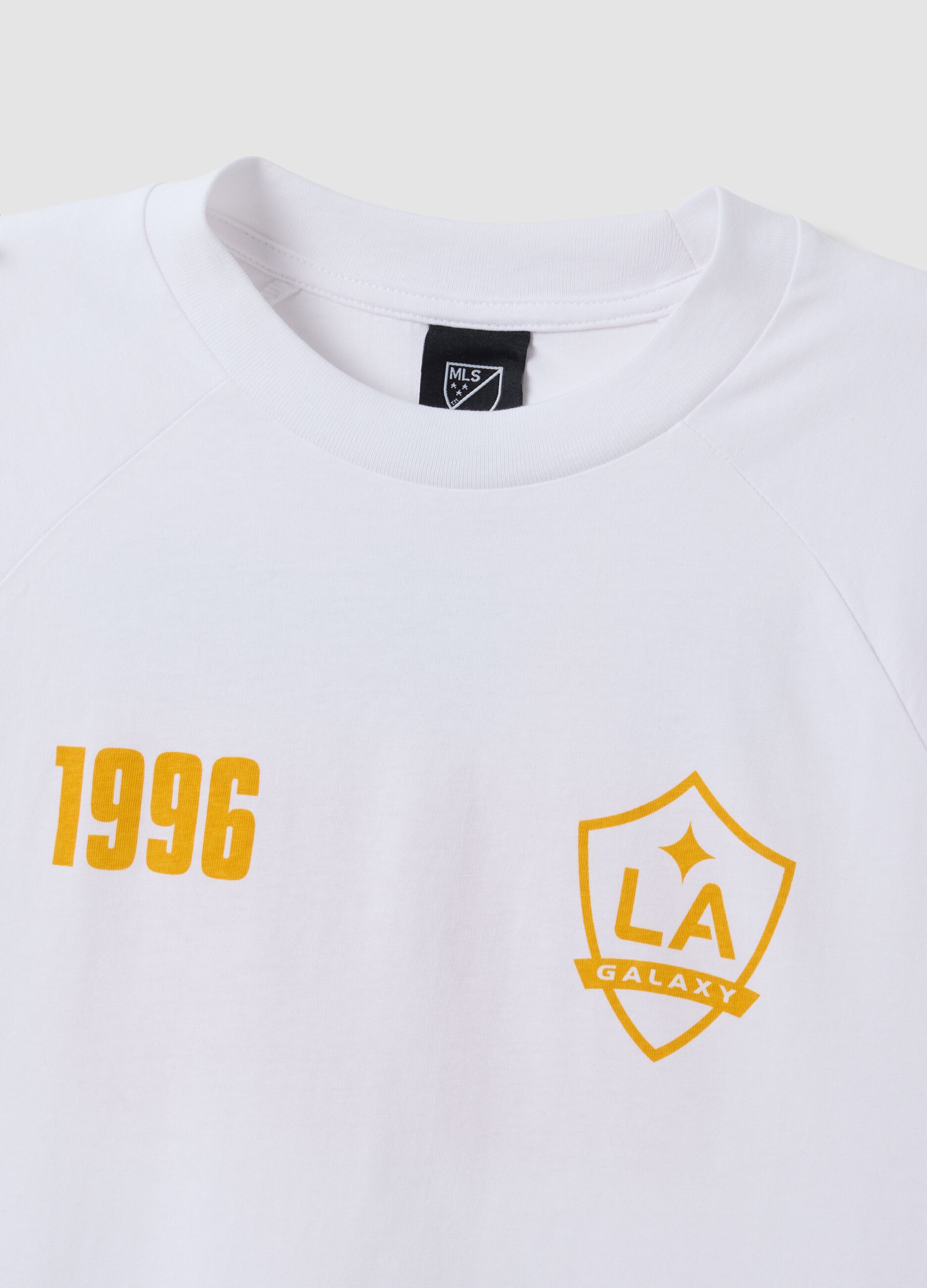 White pure cotton T-shirt with LA Galaxy print