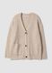 Beige stretch cardigan with deep V-neck_0