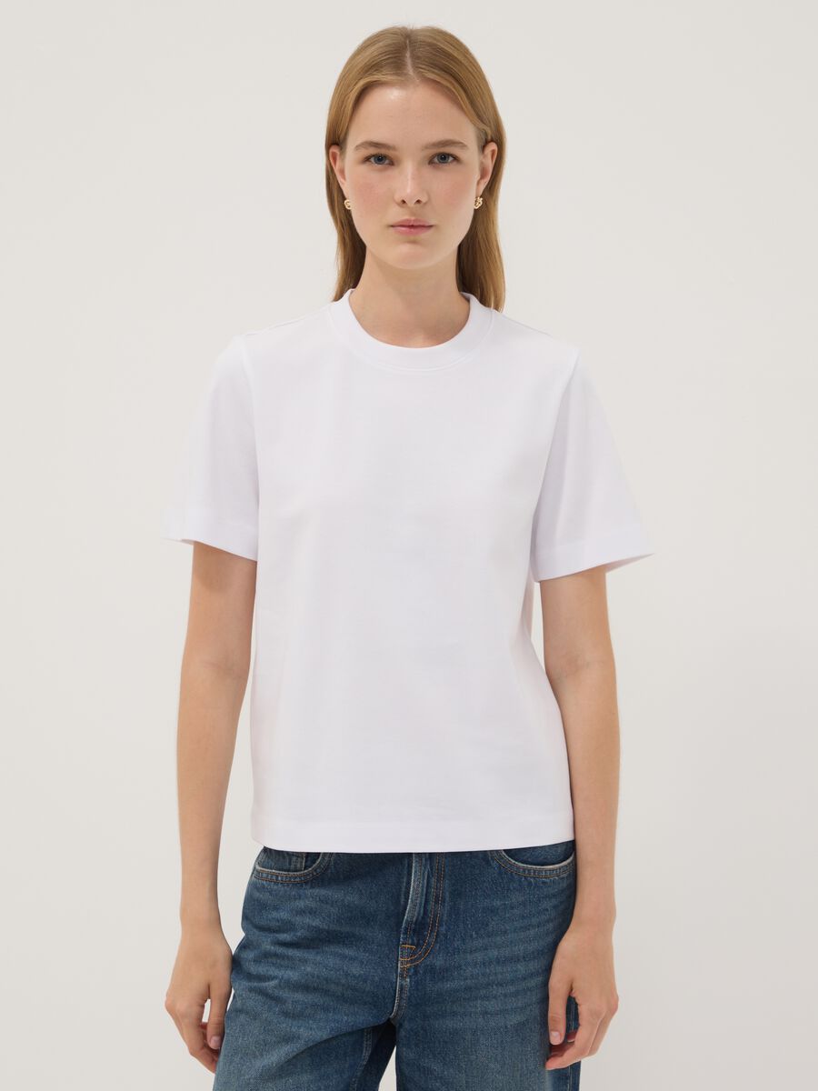 White relaxed-fit pure cotton short-sleeve T-shirt_0