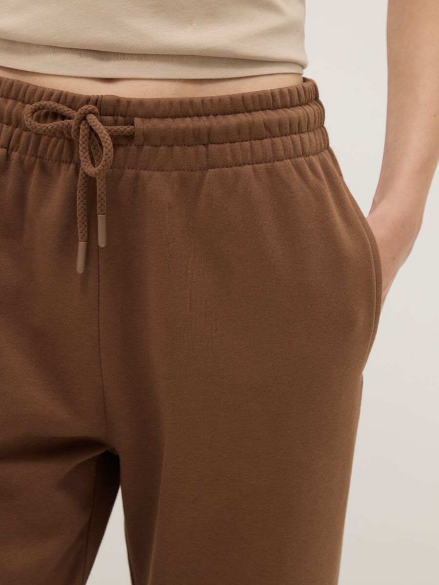 Brown Cotton Blend Regular Fit Jogger Trousers_3