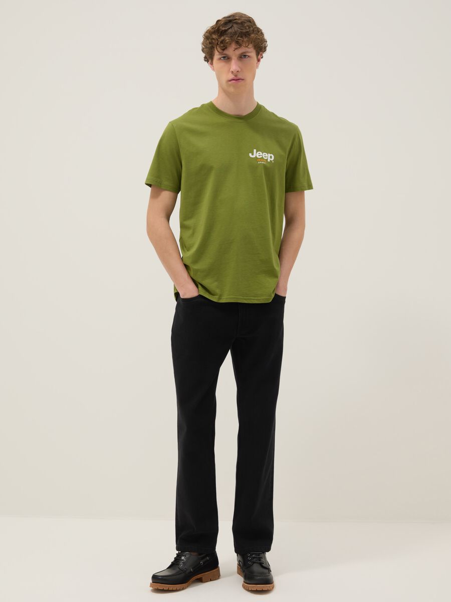 Green pure cotton regular fit T-shirt with print_1