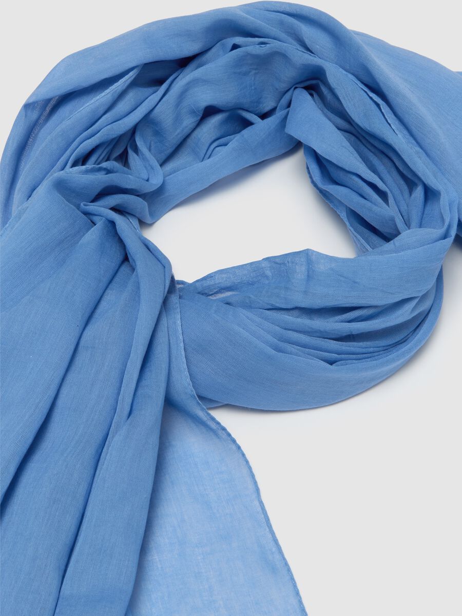 Men's blue pure cotton scarf with fringes_1
