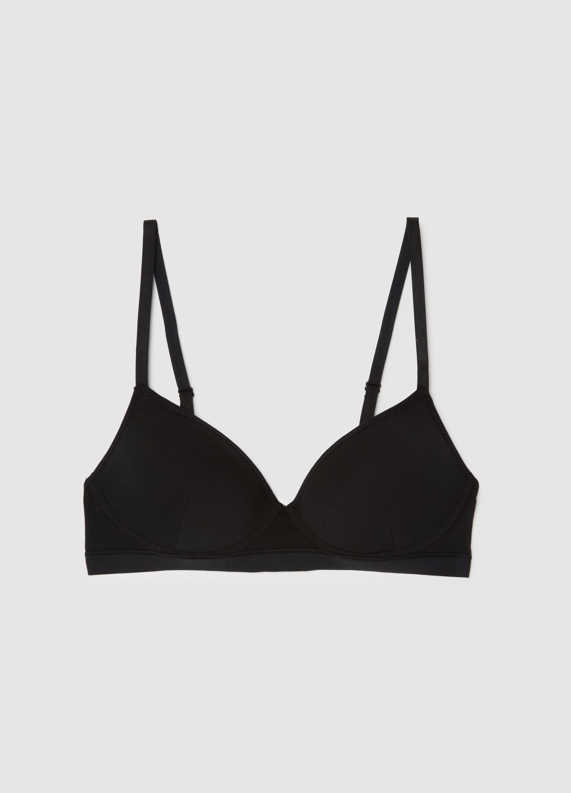 Black Stretch Cotton Bra