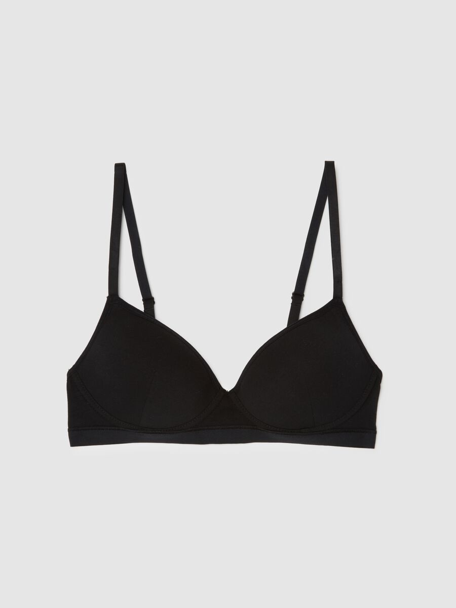 Black Stretch Cotton Bra_0
