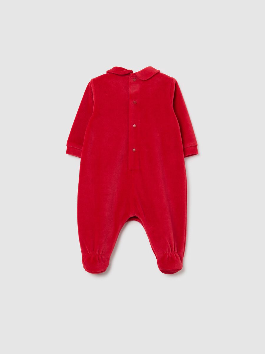 Tutina natalizia da neonato in misto cotone rossa a maniche lunghe_1