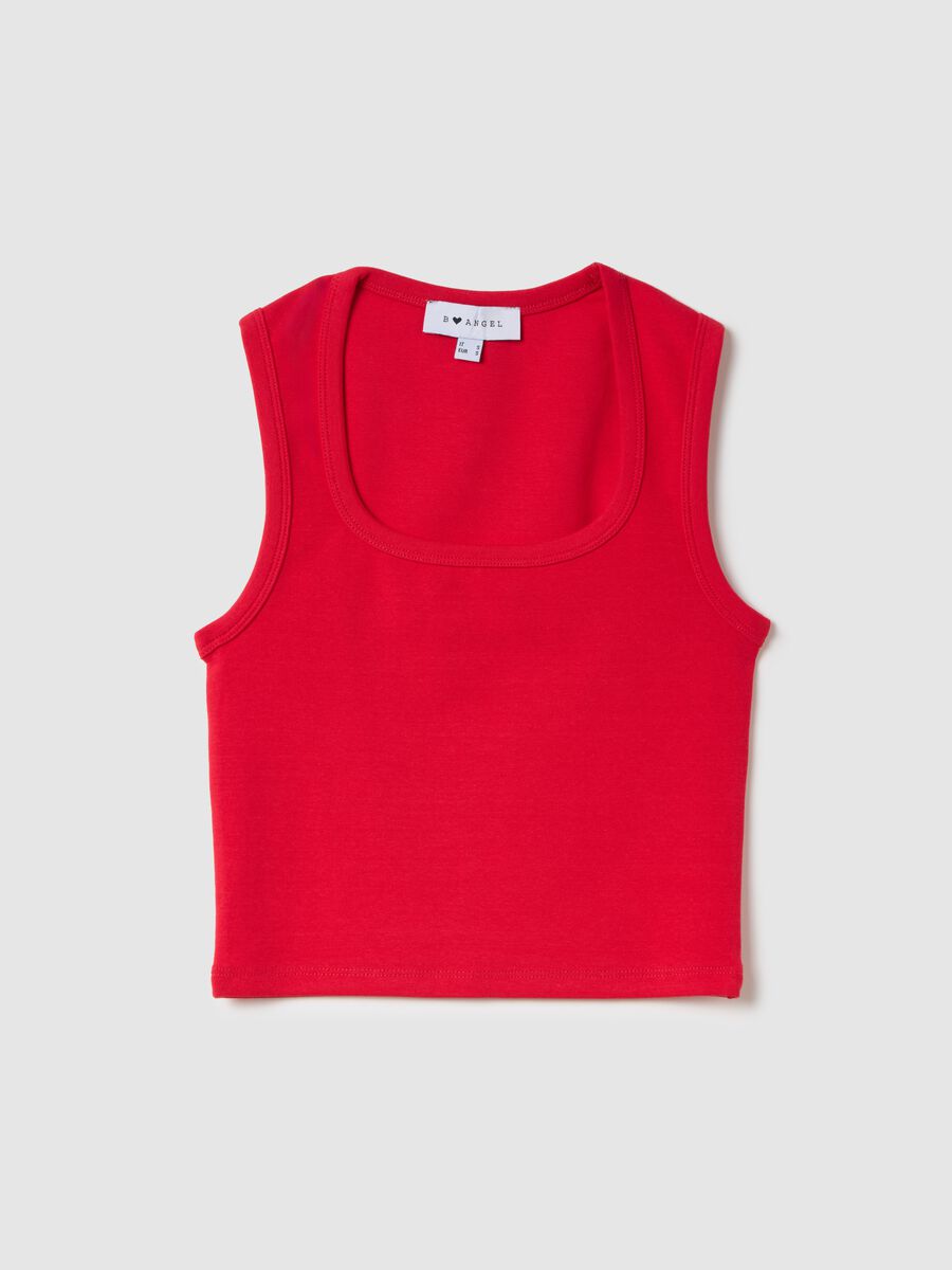 Women’s red fitted vest top in stretch cotton_4