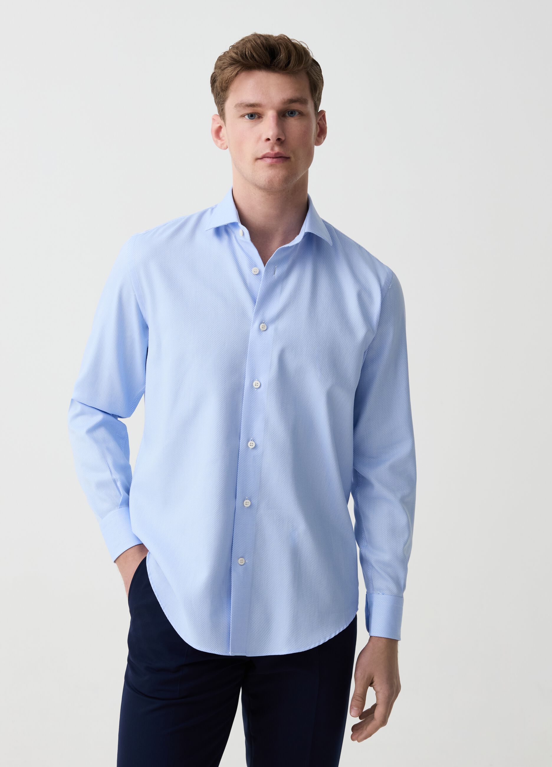 Ovs Camicia regular fit easy iron con micro trama