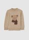 Beige children's pullover with teddy bear regular fit_0