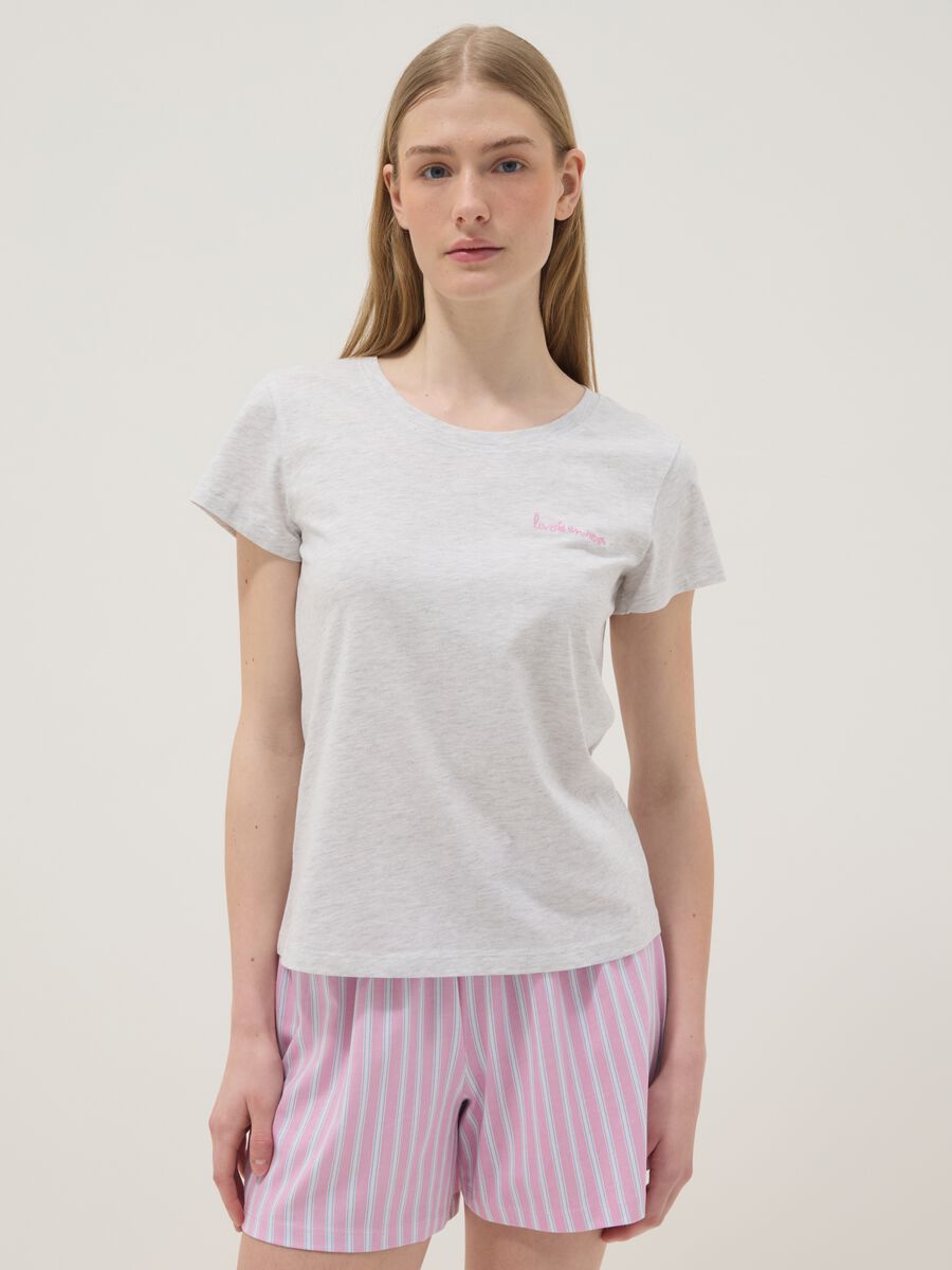 Pigiama corto in cotone elasticizzato a righe multicolor regular fit_1