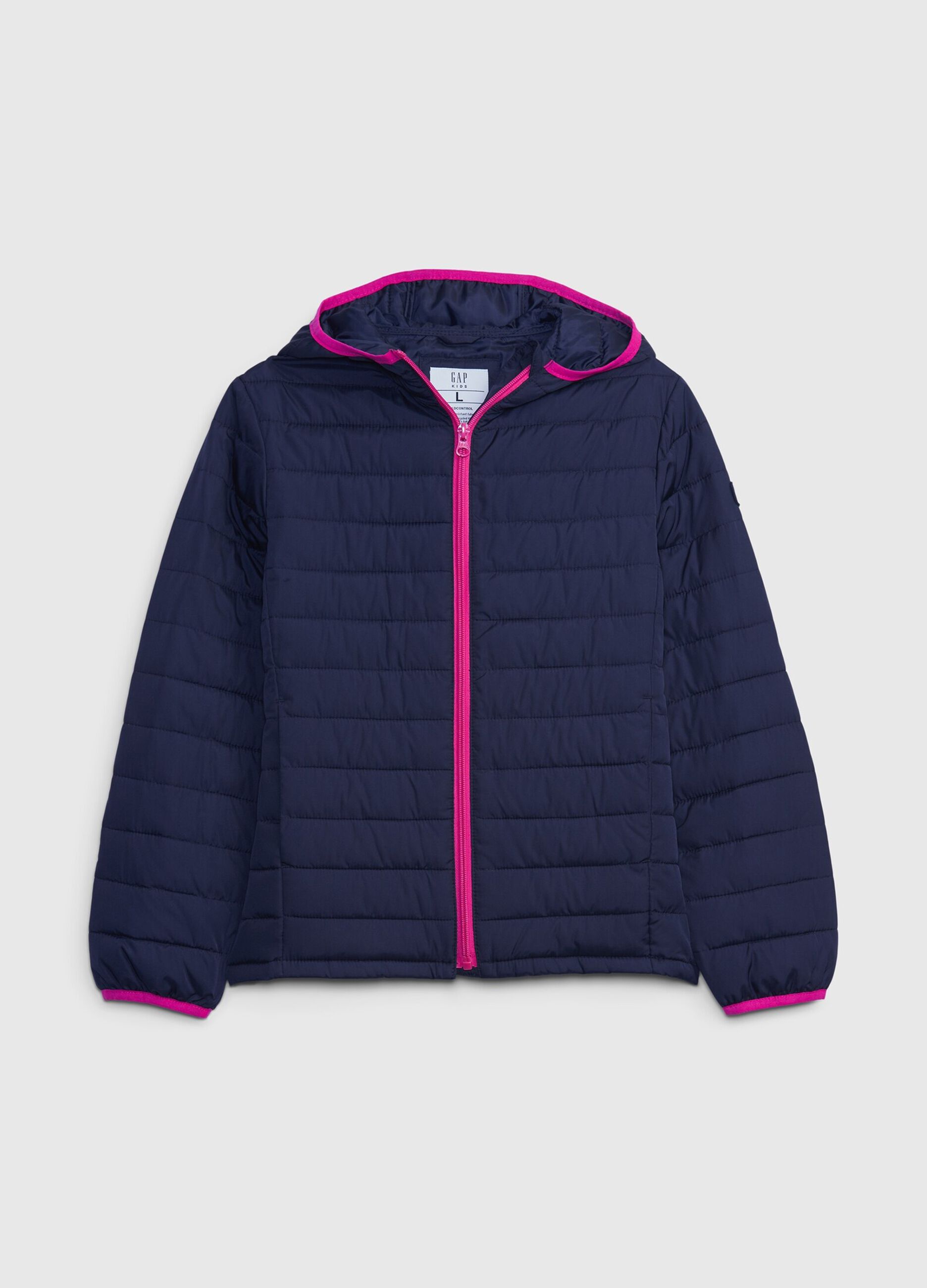 Full-zip down jacket with contrasting trims