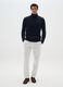 White pure cotton regular fit corduroy trousers_0
