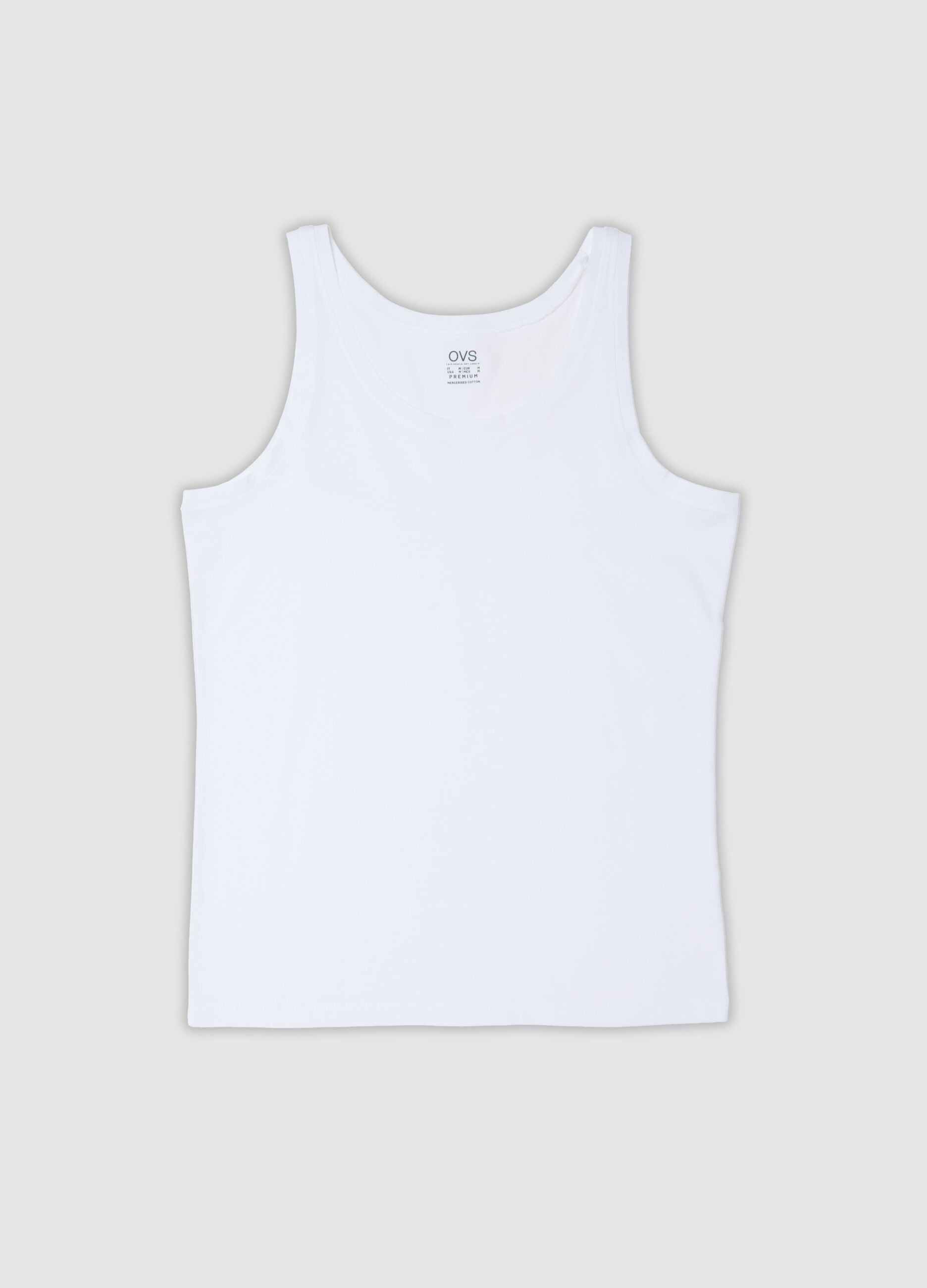 White mercerised pure cotton crew-neck vest