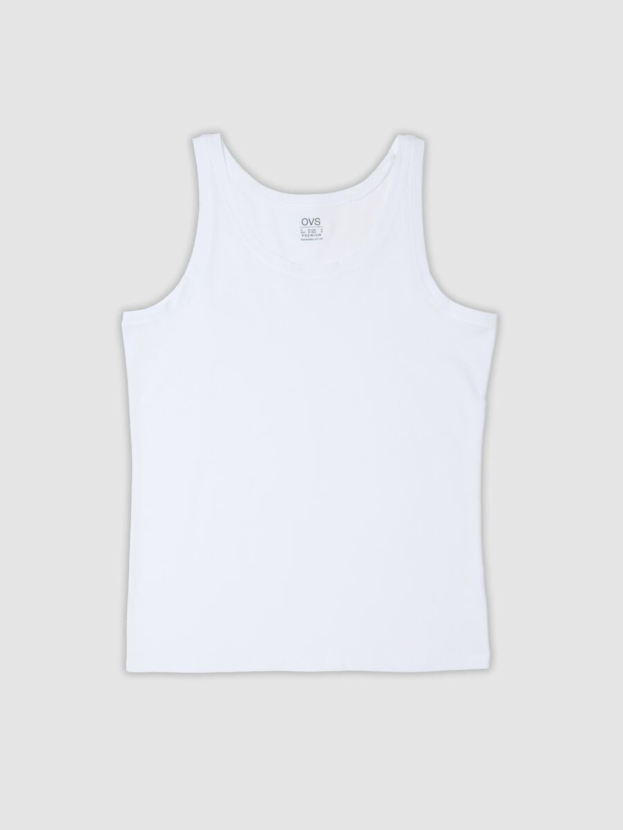 White mercerised pure cotton crew-neck vest_0
