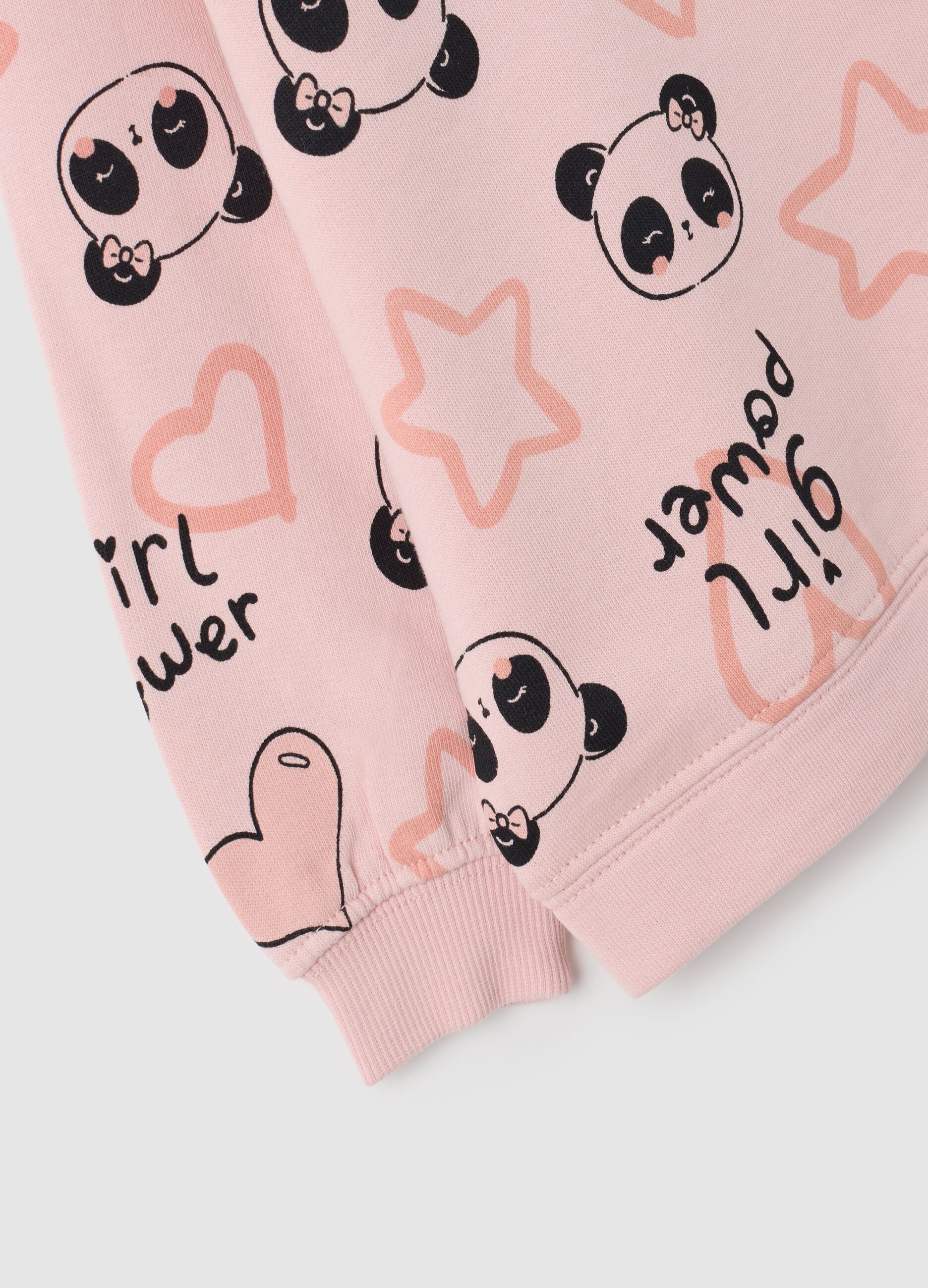 Girls' pink pure cotton regular fit sweatshirt with print