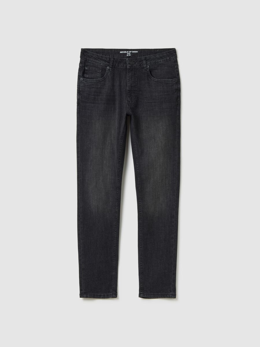 Men's black slim fit denim jeans_4