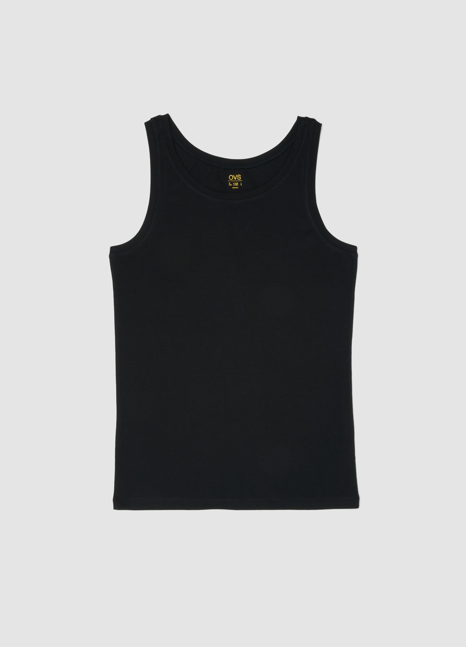 Black Supima cotton vest top, regular fit