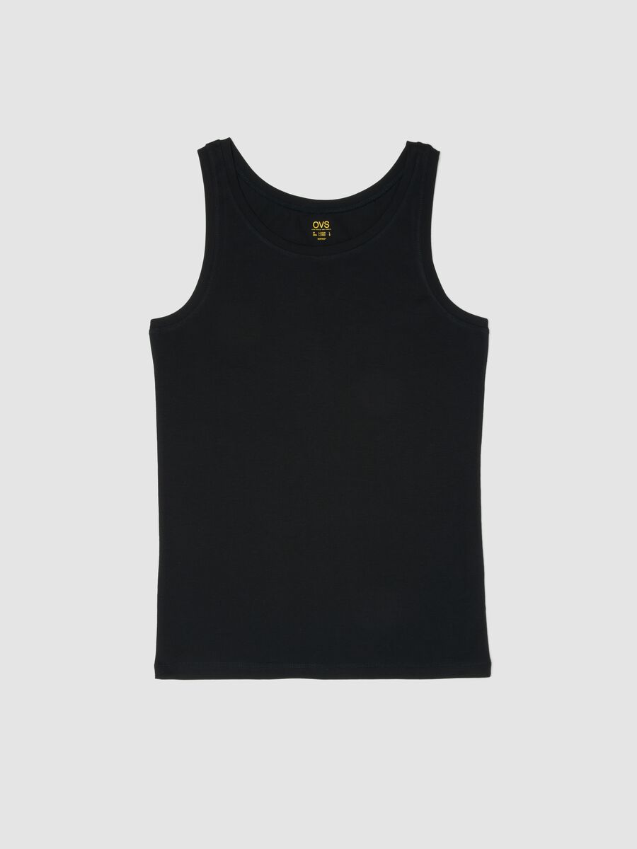 Canotta nera in puro cotone Supima regular fit_0