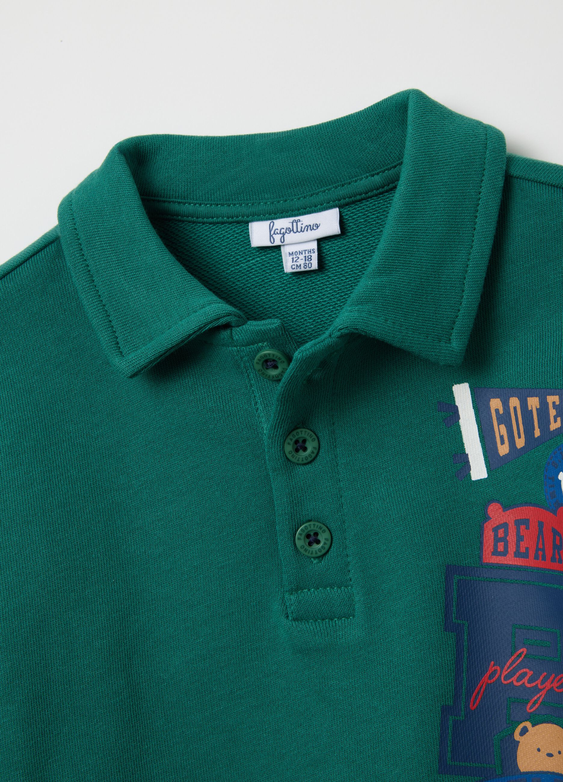 Green regular fit boys' outfit in pure cotton