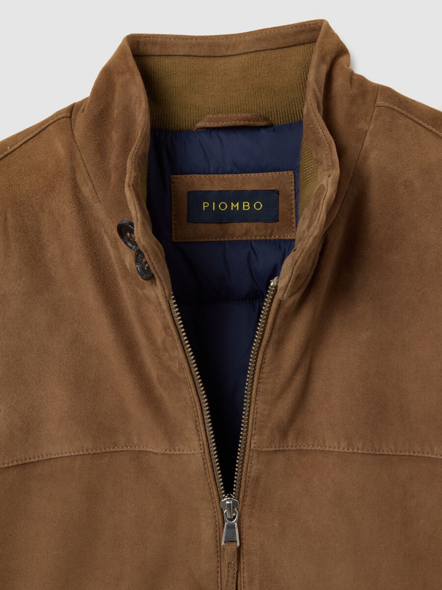 Giubbotto bomber da uomo in vera pelle marrone regular fit_5