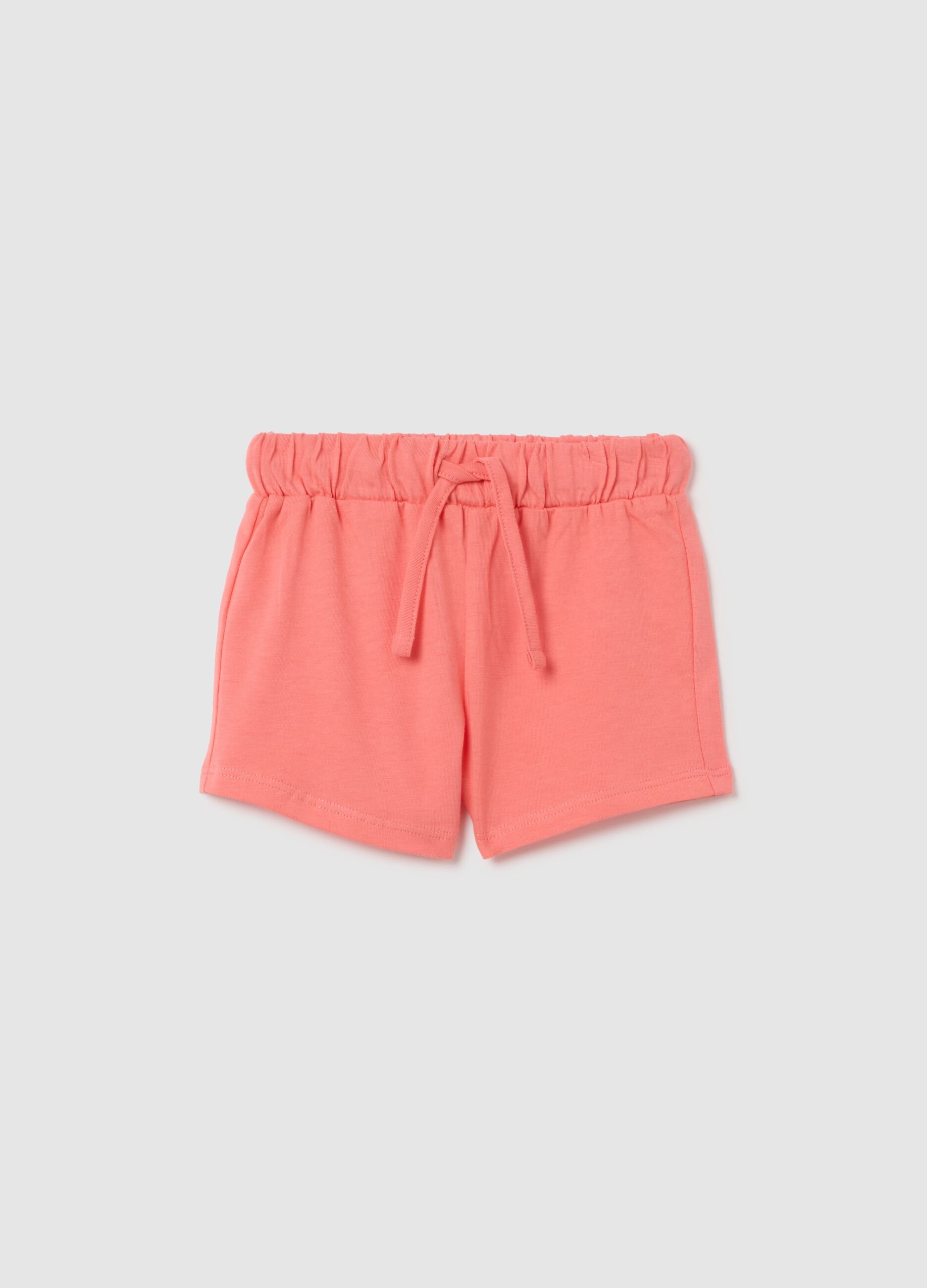 Girls' pink cotton shorts, regular fit