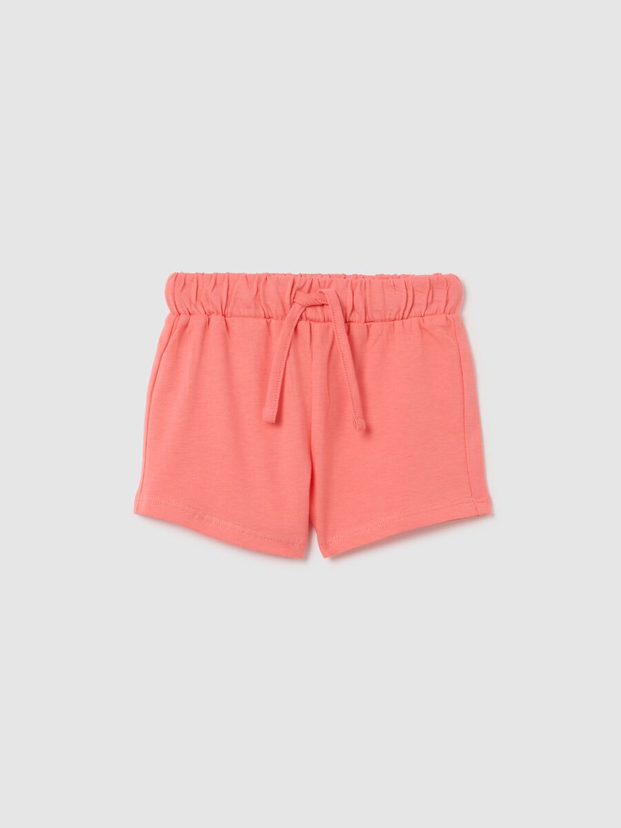 Girls' pink cotton shorts, regular fit_0