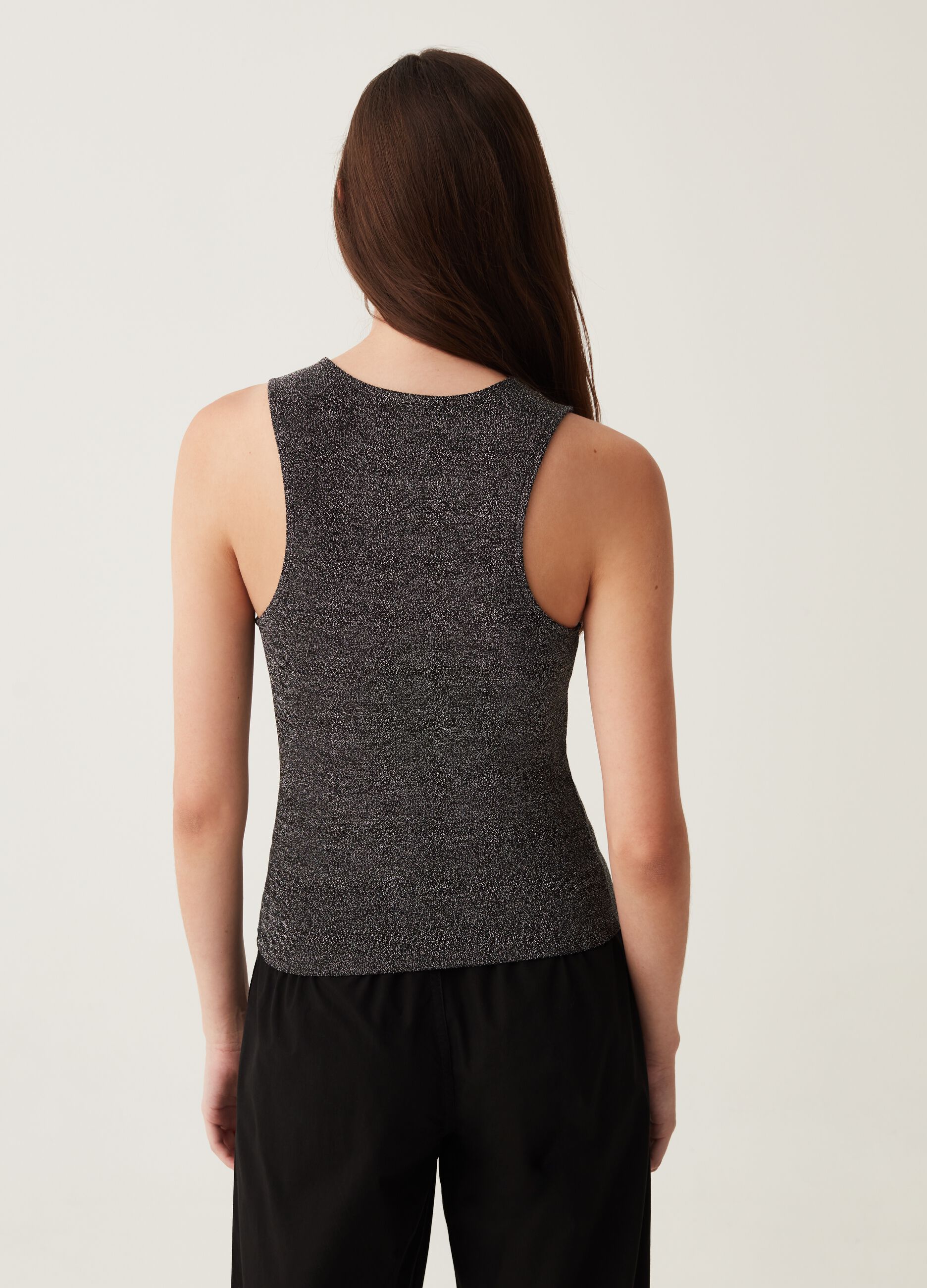 Tank top girocollo in lurex