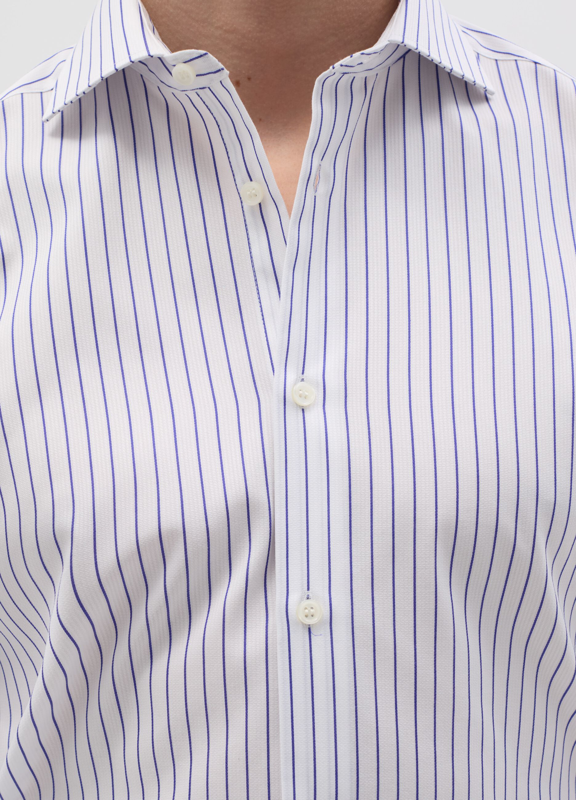 Camicia slim fit no iron a righe