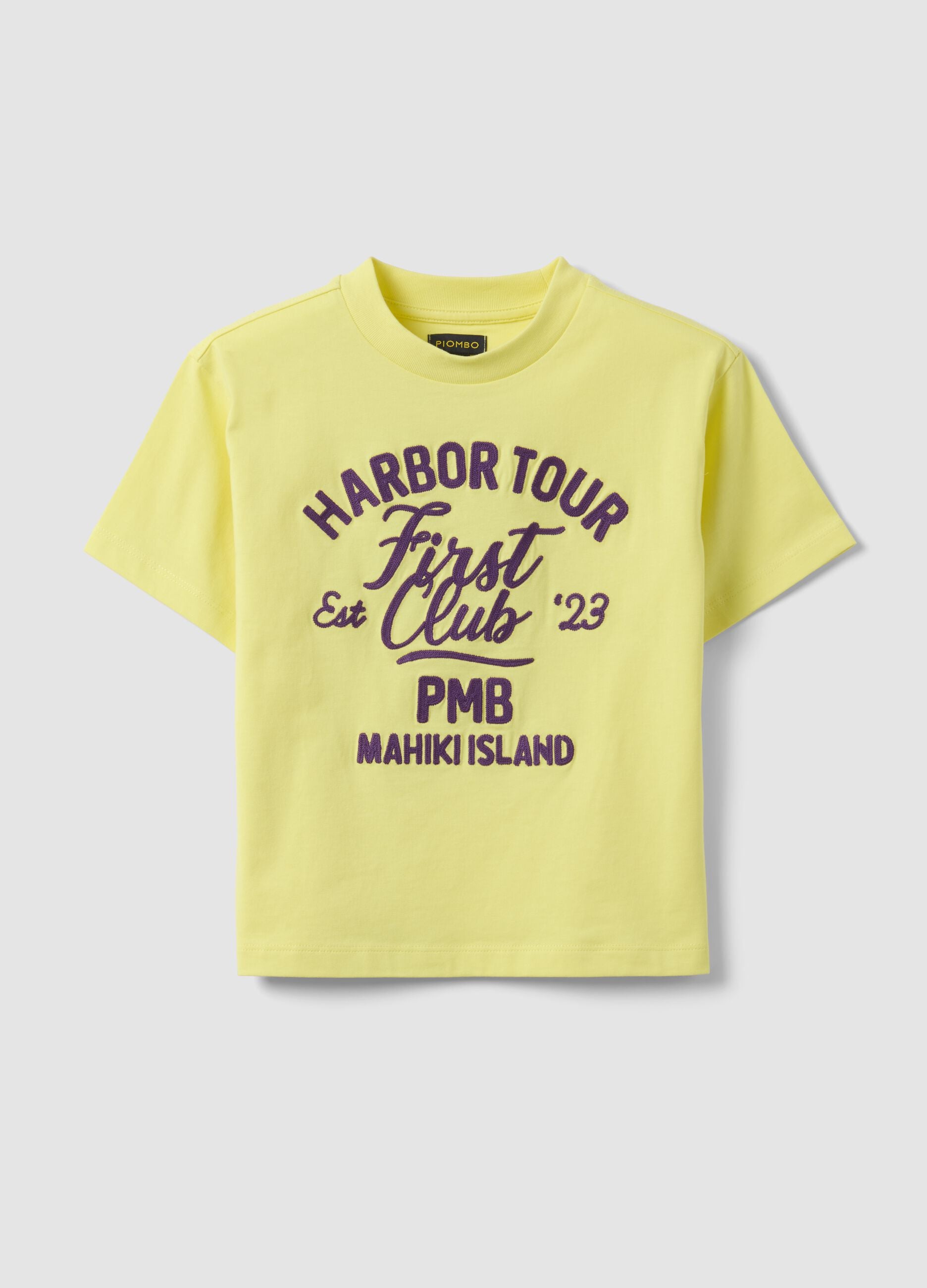 T-shirt gialla in puro cotone over fit da bambino