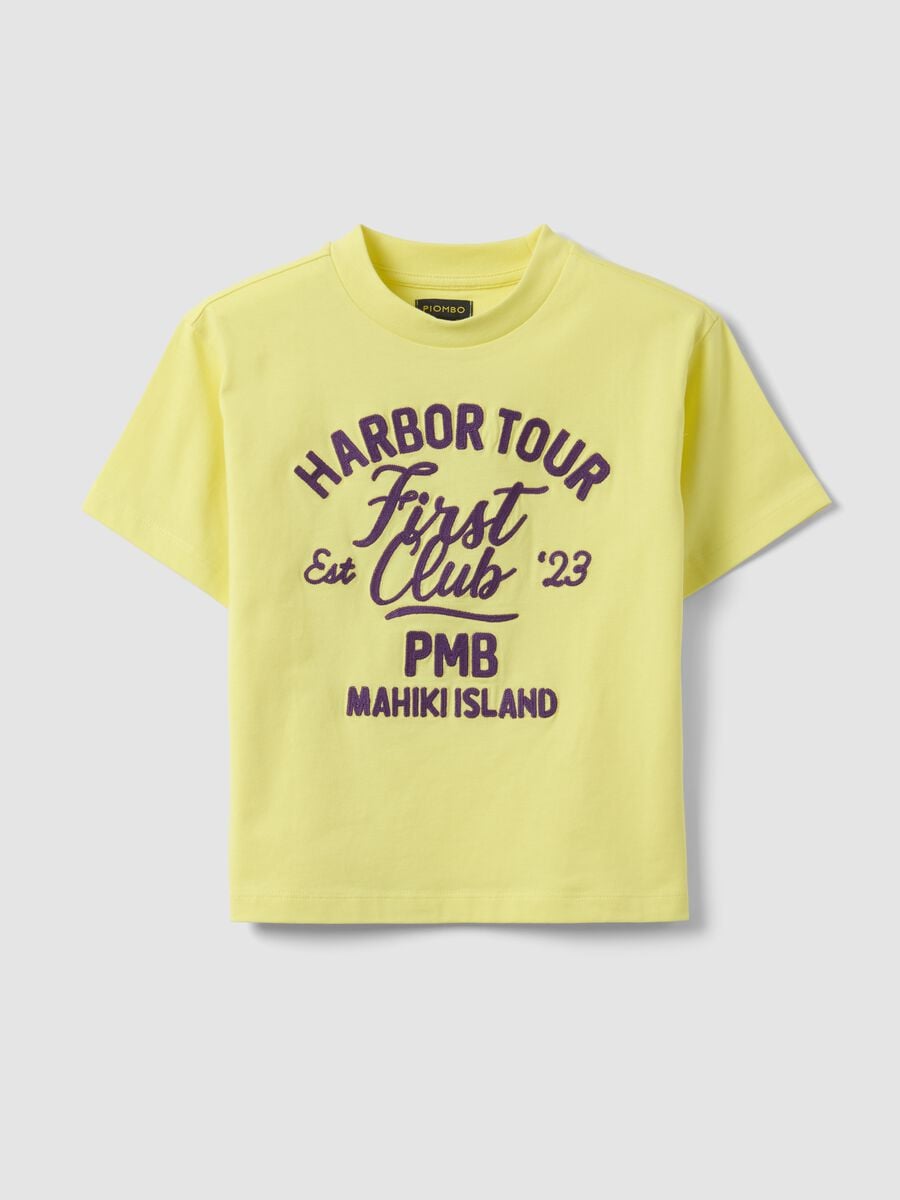 T-shirt gialla in puro cotone over fit da bambino_3