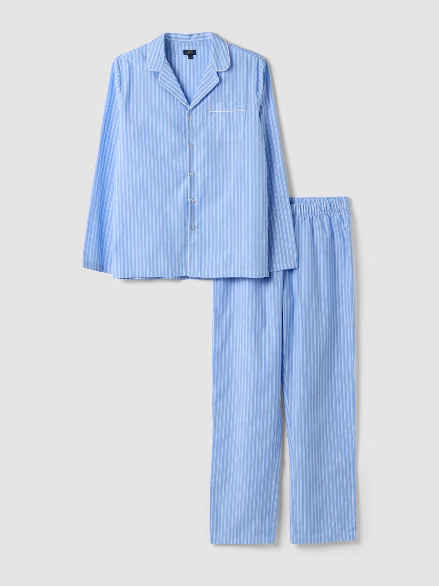 Pigiama azzurro in cotone organico a righe_4