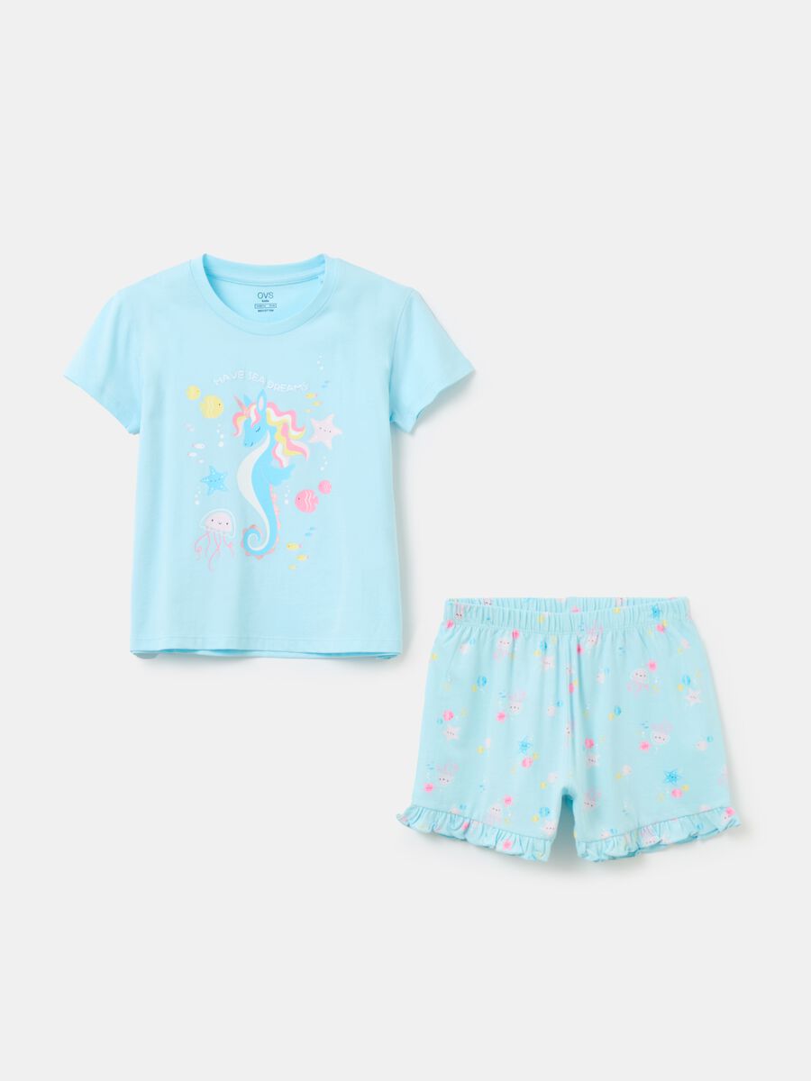 Organic cotton pyjamas with sea animals print_0