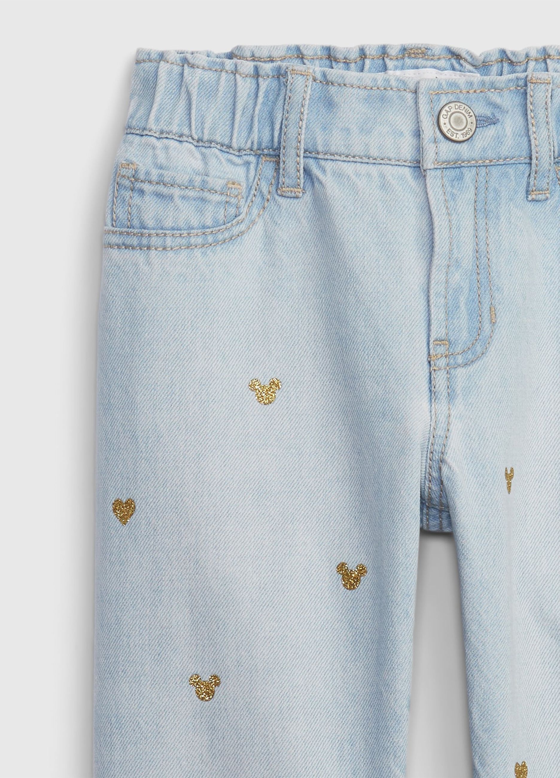 Jeans barrel stampa glitterata Disney Minnie 